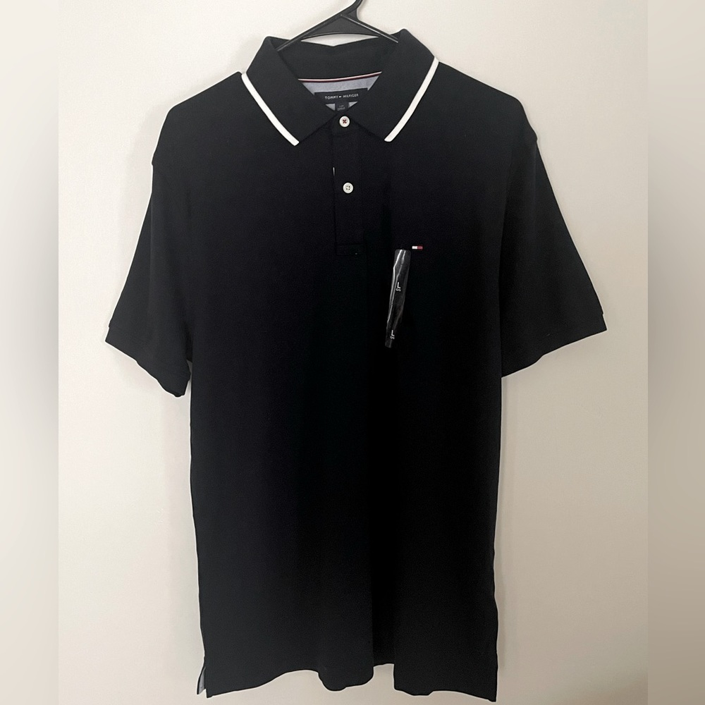 Tommy Hilfiger Mens Black Polo Shirt sz L